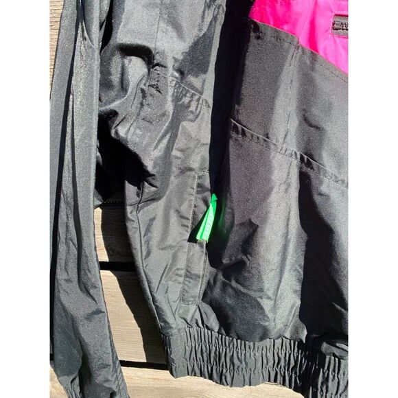 Vintage New Orleans Retro 90s L Windbreaker Jacket Anorak Black Pink Neon - Picture 5 of 5
